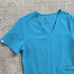 FIGS Scrub Top Womens XS Blue Casma Three Pocket Technical Stretch Nurse Medical